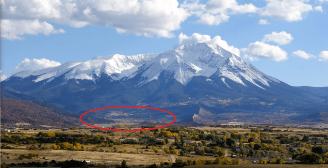 Spanish Peaks, CO, our local circled